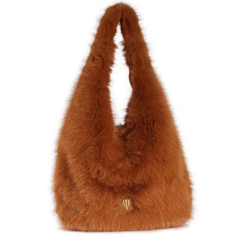 Grand sac effet fourrure tendance - PELLI Fauve