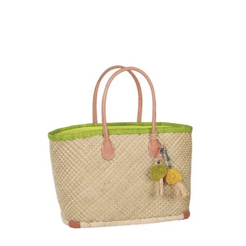 Panier avec bordure colorée - TISSAO- Anis Medium