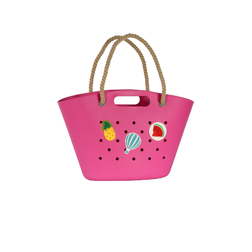 Grand panier coloré en plastique décoré de pins amovibles - PINSA Fuchsia