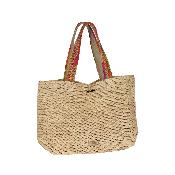 Cabas en crochet de raphia anse crochetée multicolore- KENTICOA Ecru / Multicolore