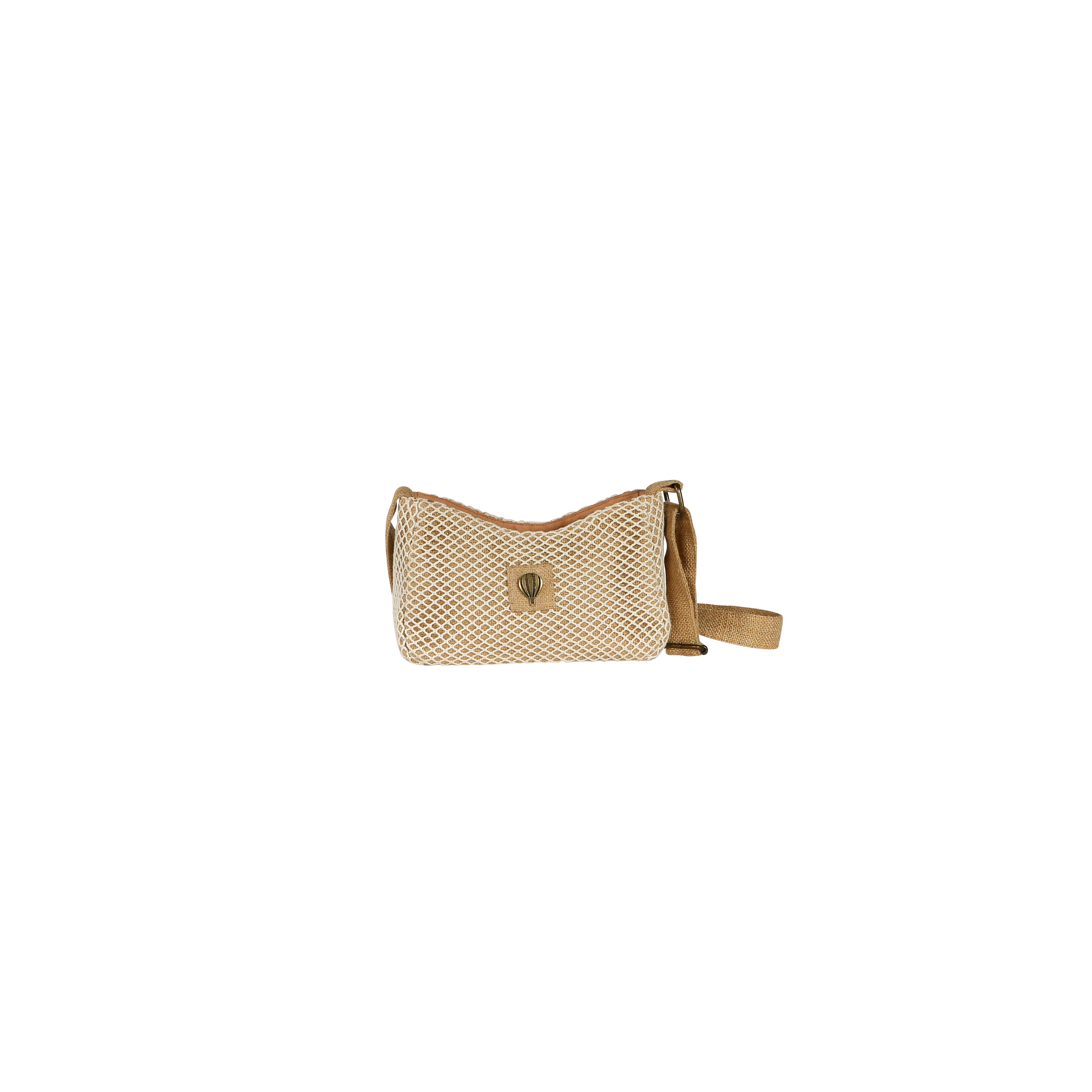 Sac porté travers anse ajustable filet tendance et jute irisée - STEPHANIE  Beige