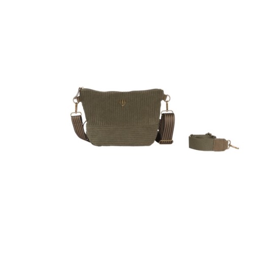Petit porté de travers en velour cotelé - VELINA Kaki