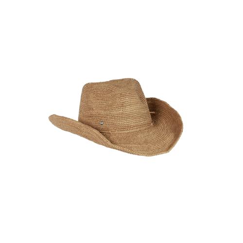 Chapeau en crochet raphia bords modulables esprit cowboy- Ranchoa The