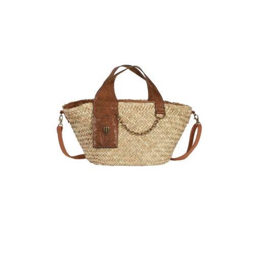 Petit panier tendance avec anse imprimé serpent - PANICONDA Beige