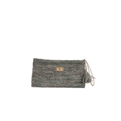 Longue pochette crochet dragonne cuir - LONGISOA Gris