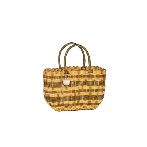 Panier Scoubidou bicolore glamour à rayures - LUXIDOU ABRICOT Small