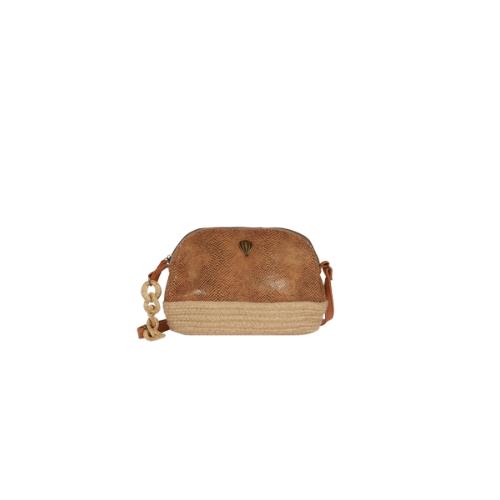 Sac porté travers ou épaule tendance imprimé serpent - LUNICONDA Camel