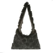 Sac en fausse fourure poils longs porté travers ou épaule - CHEWBAKA Gris