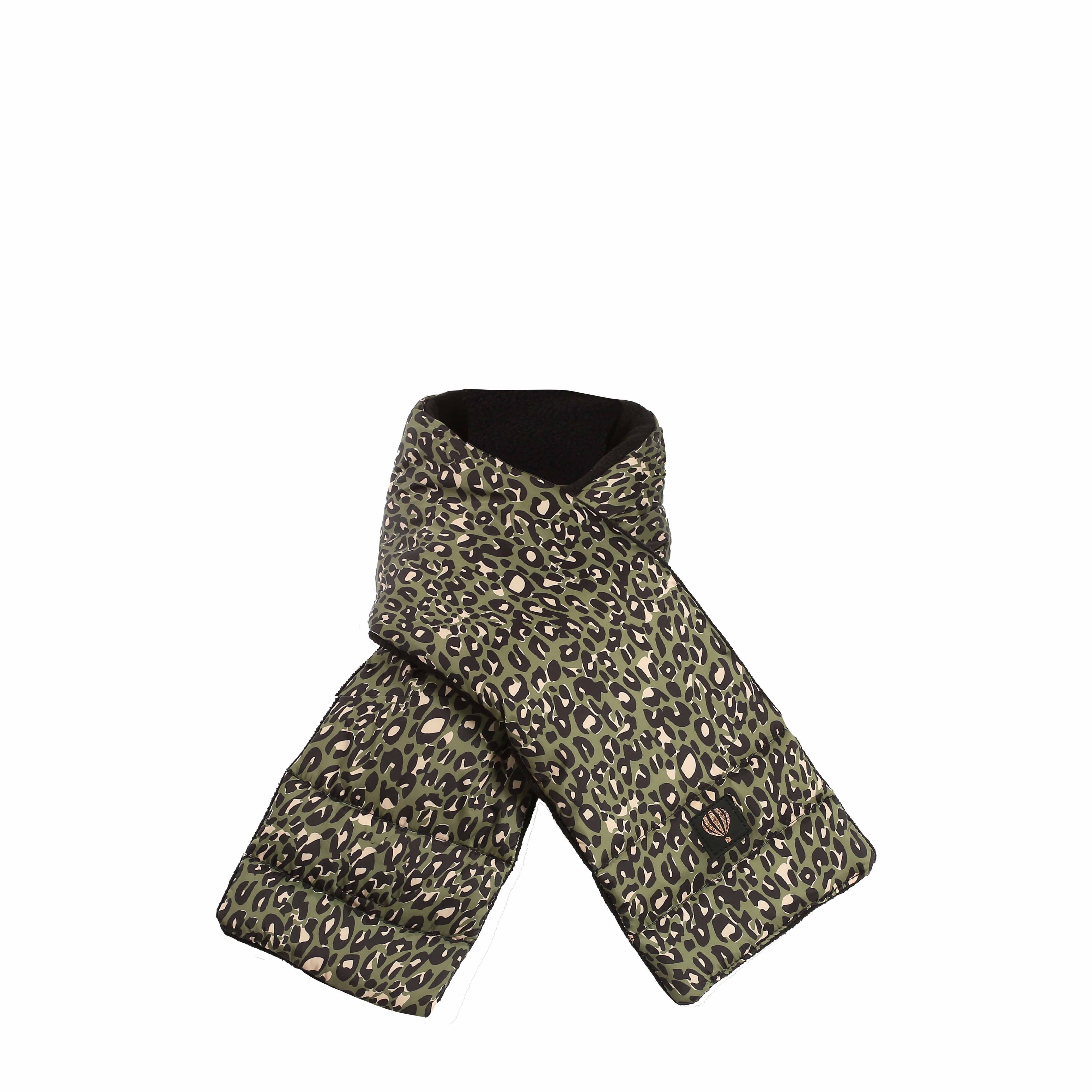 Echarpe tendance léopard doublé polaire - FAUVE Kaki