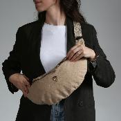 Banane velour cotelé avec anses fantaisie tendance - DUVANA Beige