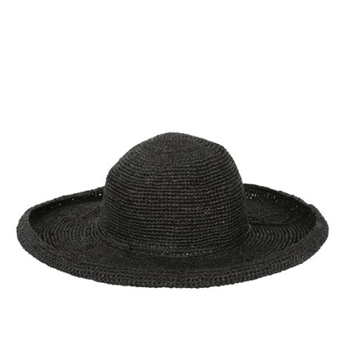 Chapeau Raphia- Bord roulotté Noir - l'Atelier du Crochet