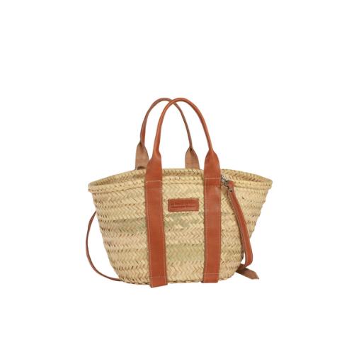 Petit panier naturel tendance double anses cuir- CYBELINE Naturel