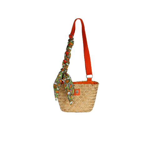 Petit panier tendance avec anse et foulard amovible - PANY Orange