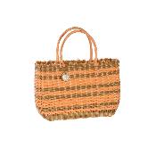 Panier Scoubidou bicolore glamour à rayures - LUXIDOU Pêche Medium