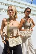 Sac porté travers anse ajustable filet tendance et jute irisée - STEPHANIE  Beige