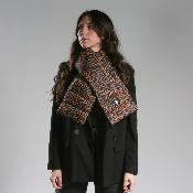Echarpe tendance léopard doublé polaire - FAUVE Camel
