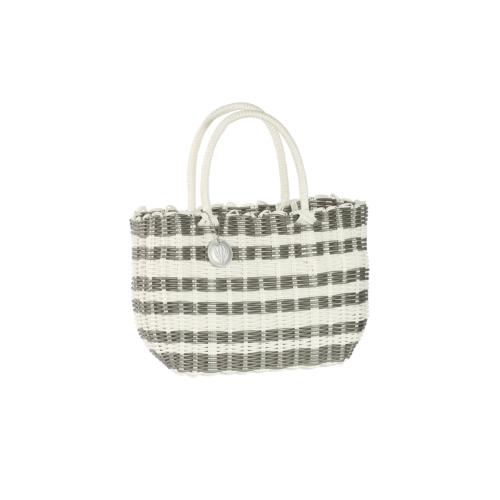 Panier Scoubidou bicolore glamour à rayures - LUXIDOU Argent Mat Small
