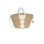 Panier coloré en jute tendance avec anse amovible - MARGOT Blanc