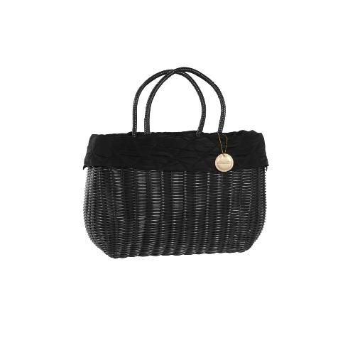 Panier scoubidou rebord matelassé tendance - SCOUBIDOUNE Large Noir