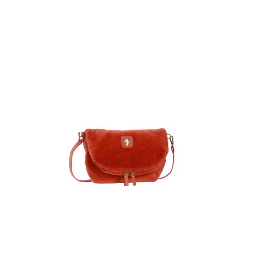 sac porté travers rabat fausse fourrure tendance - CALIDOU  Paprika