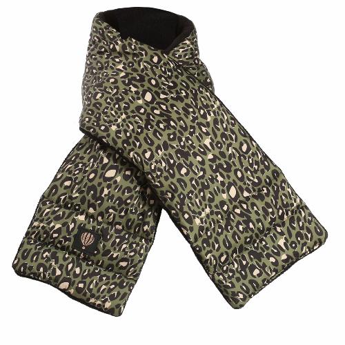 Echarpe tendance léopard doublé polaire - FAUVE Kaki