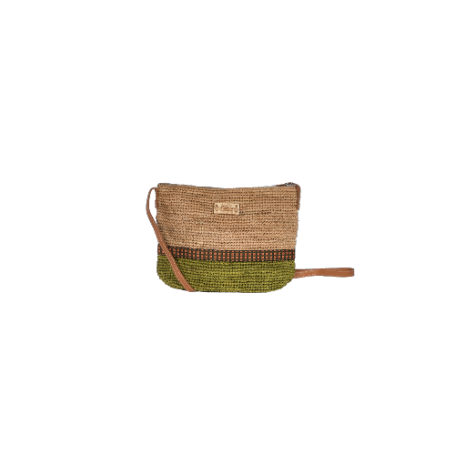 Port travers crochet raphia bicolore avec galon - GALONINO