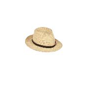 Chapeau en crochet bande en cuir choco bord court - BORSINOA Ecru