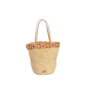 Sac porté épaule avec broderie multicolore en crochet raphia - SIXTIZOA Ecru / Multico Pastel