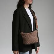 Sac velour cotelé avec 2 anses interchangeables tendance - DUVICA Moka