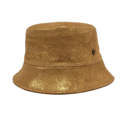 Chapeau Bob en cuir velour irisé tendance ajustable  - BOBY Camel