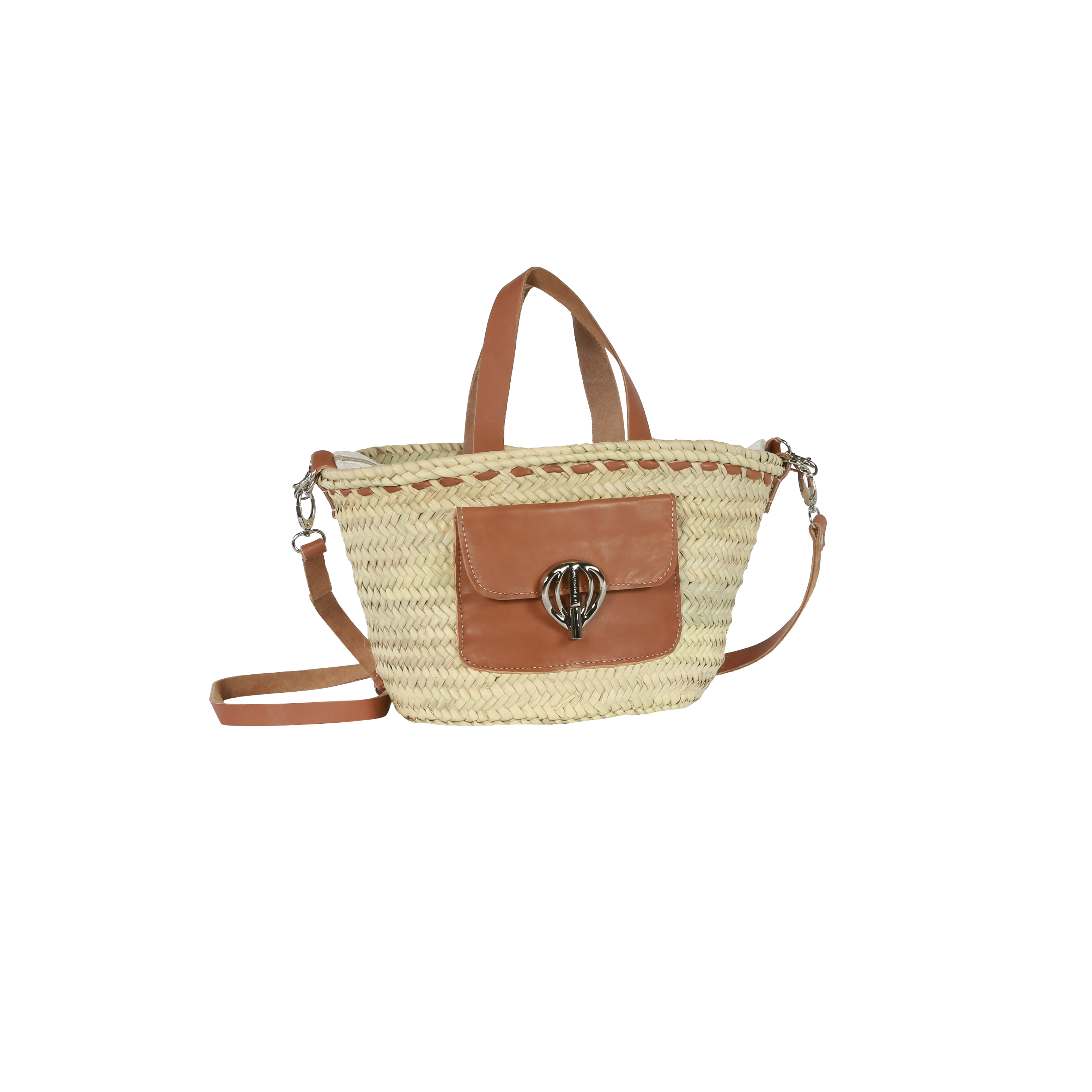 Panier tendance double anse poche cuir avec fermoir montgolfire - BELEVUE