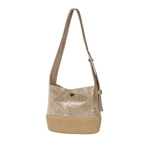 Sac porté travers iu épaule tendance brillant motif ethnique - FAIRMONT Beige