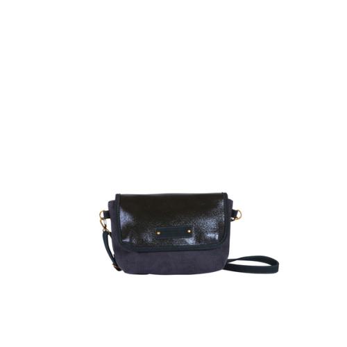 Sac tendance porté traversvelours et rabat brillant uni - GOLDINE Bleu