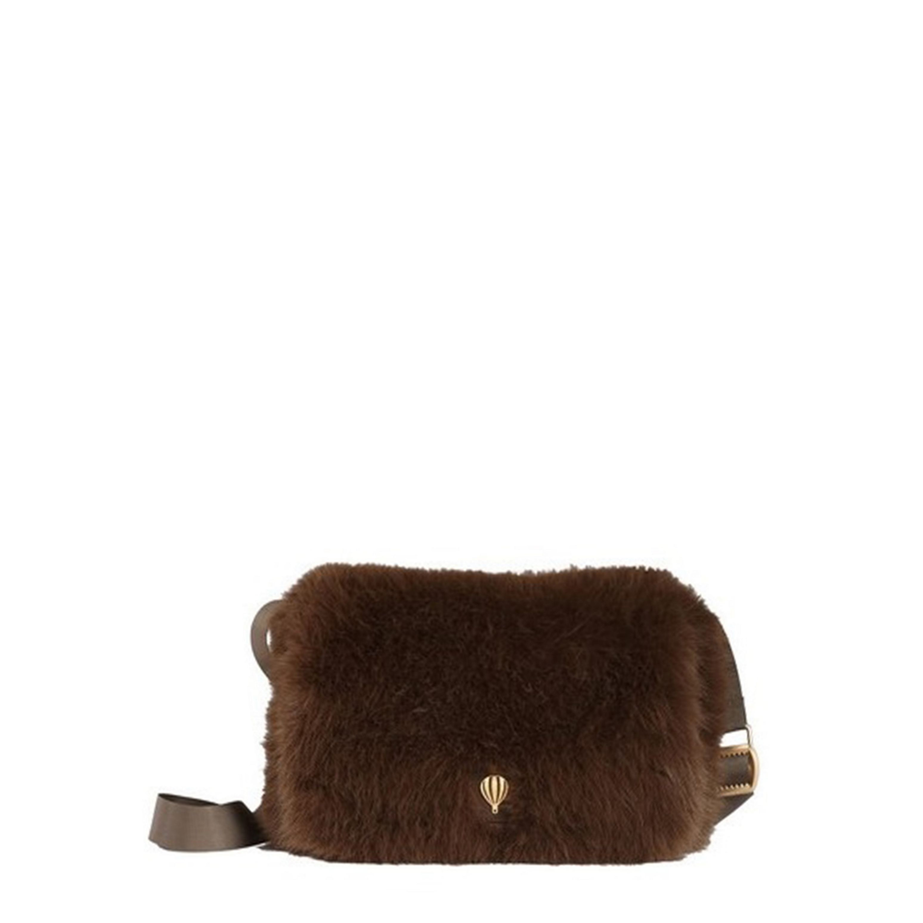 Porté travers à rabat effet fourrure tendance - FLAPELLI Café