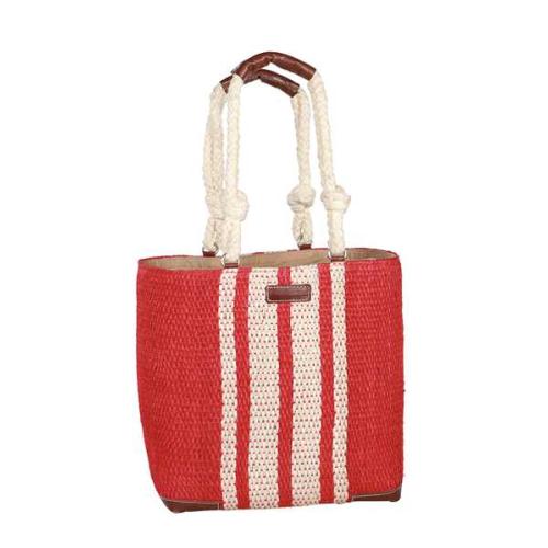 Panier Sisal anses nouées - ISSEO Rouge 