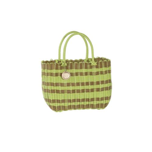 Panier Scoubidou bicolore glamour à rayures - LUXIDOU Vert Small