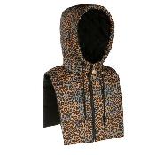 Plastron doudoune léopard tendance avec capuche - FAUVIDOUNE Camel