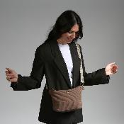 Sac velour cotelé avec 2 anses interchangeables tendance - DUVICA Moka