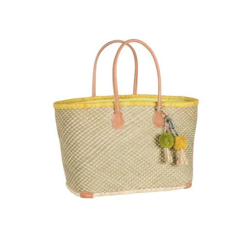 Panier avec bordure colorée - TISSAO- Jaune Medium