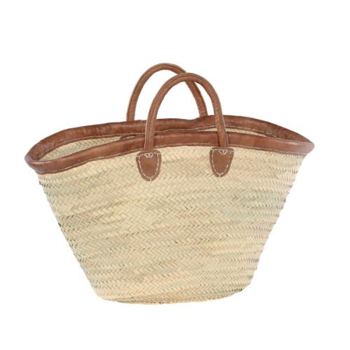 Panier de marché bordure en cuir - ERFOUD PCR Naturel