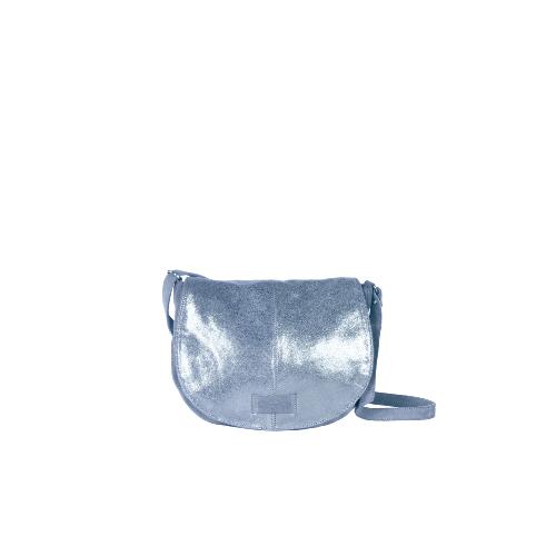Besace ronde porté travers cuir irisé - LUMINO Bleu Jeans