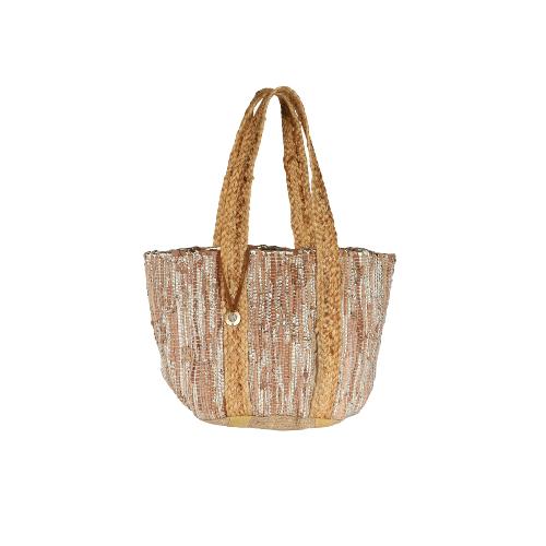 Cabas tendance en jute et cuir - AMANDORO Argent