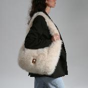 Grand sac effet fourrure tendance - PELLI Beige