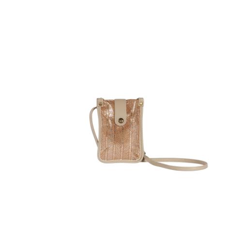 Sac porte téléphone brillant motif ethnique - CRILLON caramel