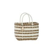 Panier Scoubidou bicolore glamour à rayures - LUXIDOU Blanc Small