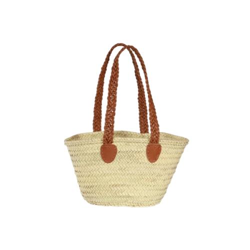 Petit panier avec anse en cuir tressé - JADILA Naturel