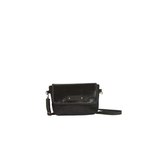Sac tendance porté traversvelours et rabat brillant uni - GOLDINE Noir
