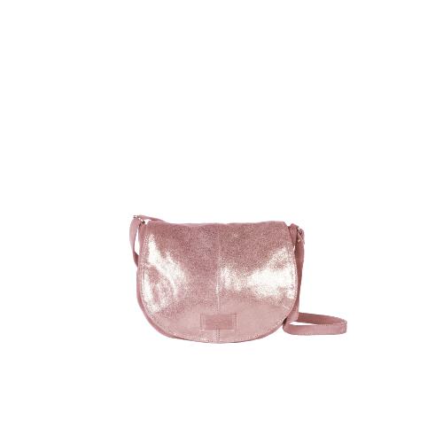 Besace ronde porté travers cuir irisé - LUMINO Rose poudré