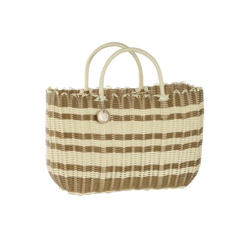 Panier Scoubidou bicolore glamour à rayures - LUXIDOU Jaune lacté Medium