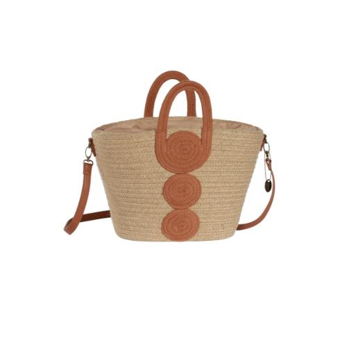 Panier coloré en jute tendance avec anse amovible - MARGOT Camel
